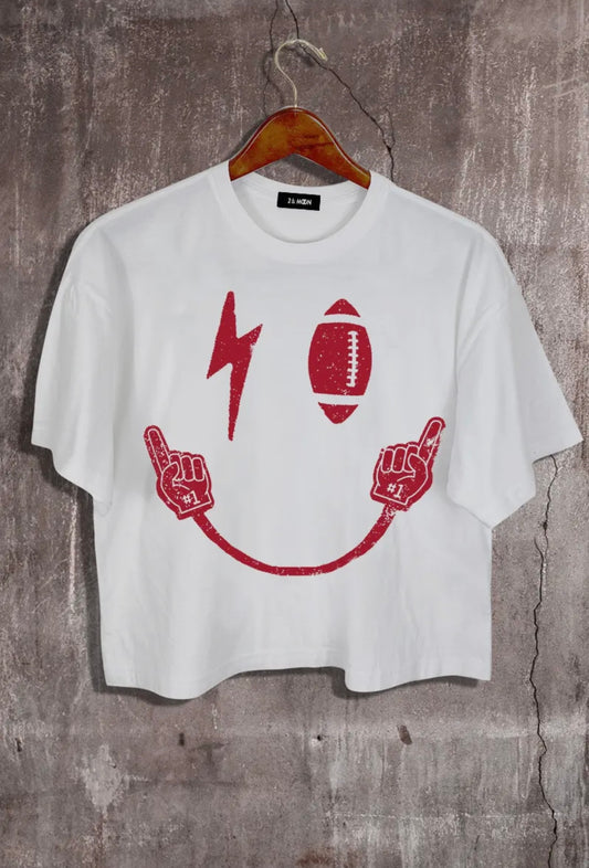 Football Game Day Red Graphic Crop Tee